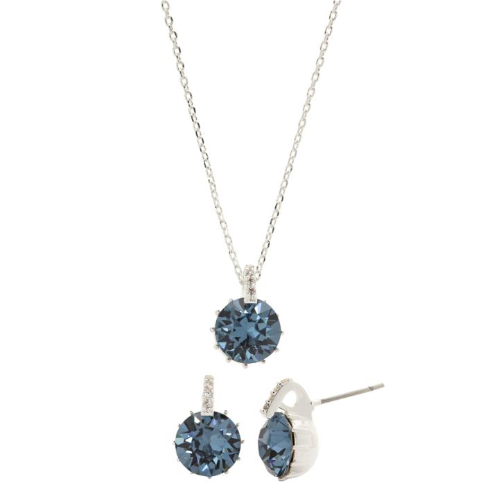 Sparkle Allure Womens Blue Silver Over Brass Jewelry Set