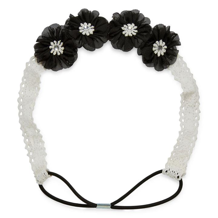 Carole Black And White Lace Flower Headband