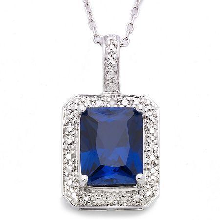 Sterling Silver Lab-created Sapphire Pendant Necklace