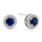 1/10 Ct. T.w. Diamond & Genuine Sapphire Stud Earrings