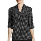 By & By 3/4-sleeve Button-front Polka Dot Shirt