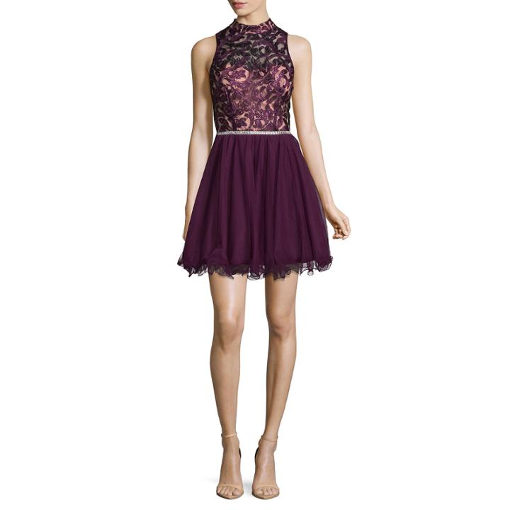 City Triangle Sleeveless Beaded Skater Party Dress-juniors
