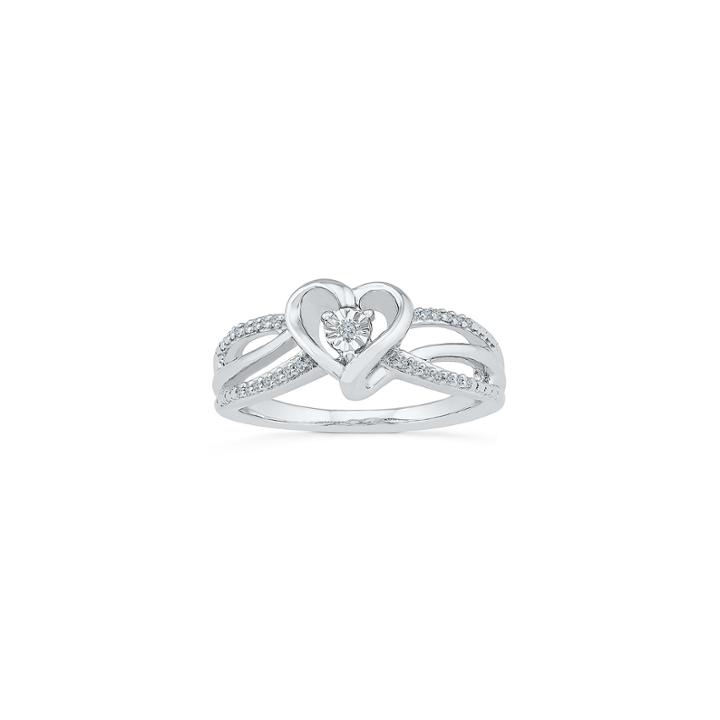 Womens Diamond Accent Genuine Round White Diamond Promise Ring