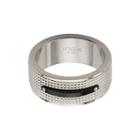 Mens Silver-tone And Black Stainless Steel Wedding Band