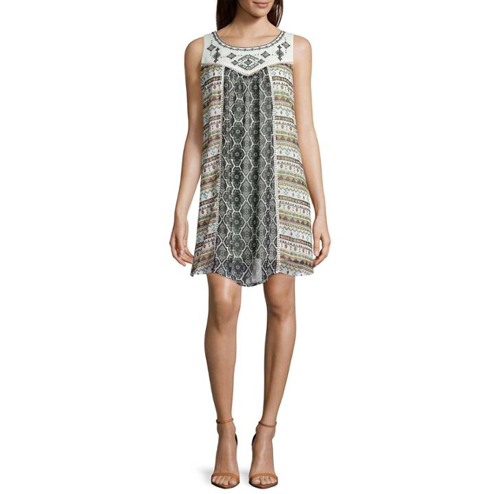 Rewind Sleeveless Printed Chiffon A-line Dress