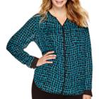 Liz Claiborne Long-sleeve Print Popover Blouse - Plus