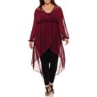 Worthington Long Sleeve Lace Yoke Tunic Top Plus