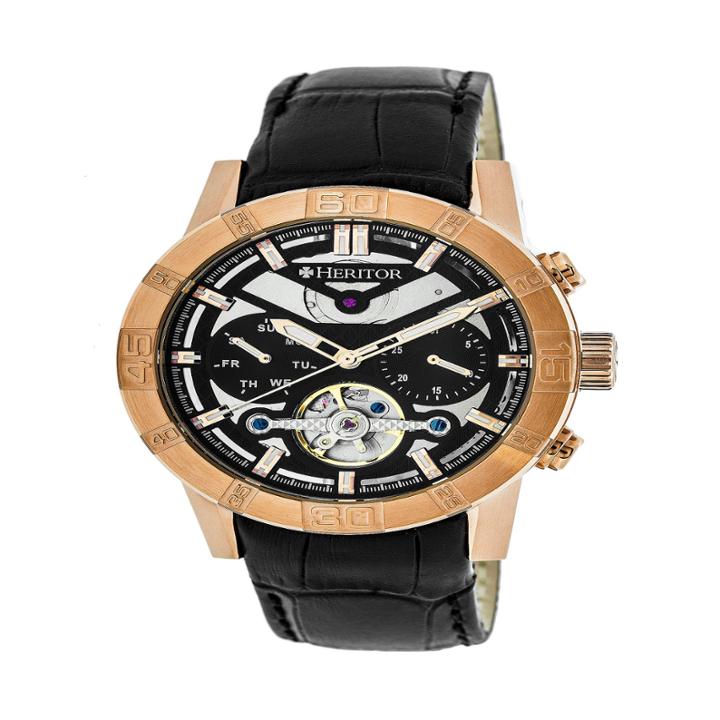 Swiss Eagle Herzog Mens Black Bezel Black Silicone Strap Chronograph Watch Se-9065-06