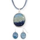Iridescent Blue Pendant Necklace & Earrings Boxed Set