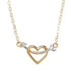 Teeny Tiny 10k Two-tone Gold Double-sided Heart With Arrow Necklace