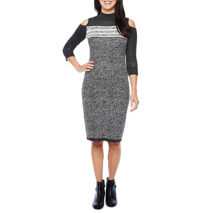 Danny & Nicole Cut Outs Long Sleeve Sweater Dress
