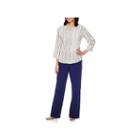 Alfred Dunner Cable Beach 3/4 Sleeve Stripe Button-front Shirt