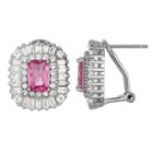 Lab Created Pink Sapphire Sterling Silver 15.2mm Hoop Earrings