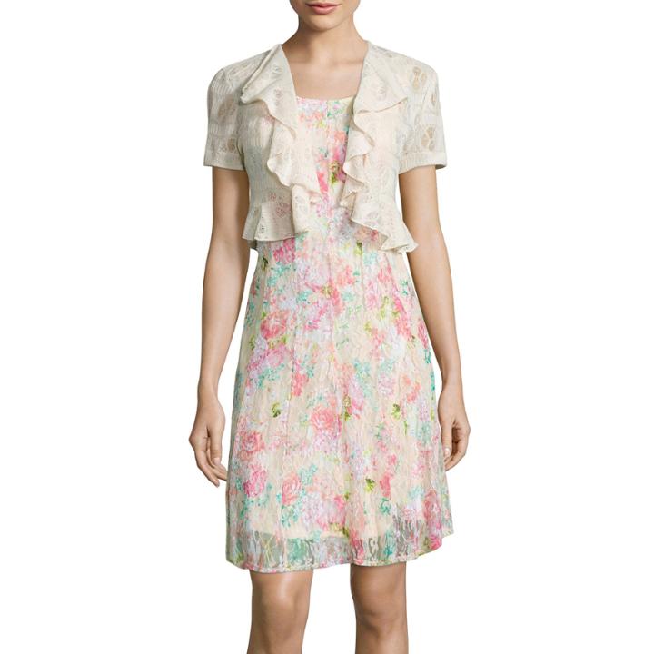 Perceptions Floral Lace Bolero Jacket Dress