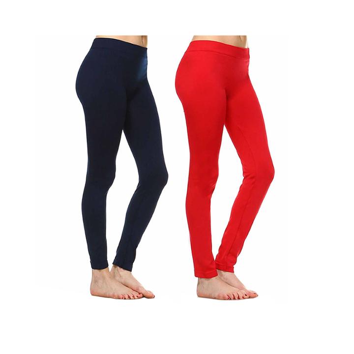White Mark Set Of 2 Solid Skinny Knit Leggings