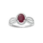 Lead Glass-filled Ruby And 1/5 Ct. T.w. Diamond 10k White Gold Oval Ring
