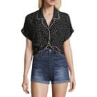 Heart N Soul Short Sleeve Collar Neck Dots T-shirt-womens Juniors