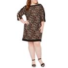 Studio 1 3/4 Sleeve Animal Print Shift Dress - Plus