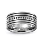 Mens 1/8 Ct. T.w. High Pressure/high Temperature Black Diamond Stainless Steel Wedding Band