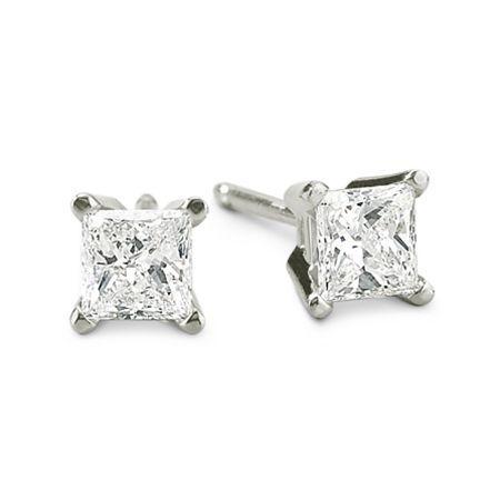 1/2 Ct. T.w. Princess-cut Diamond 14k White Gold Stud Earrings