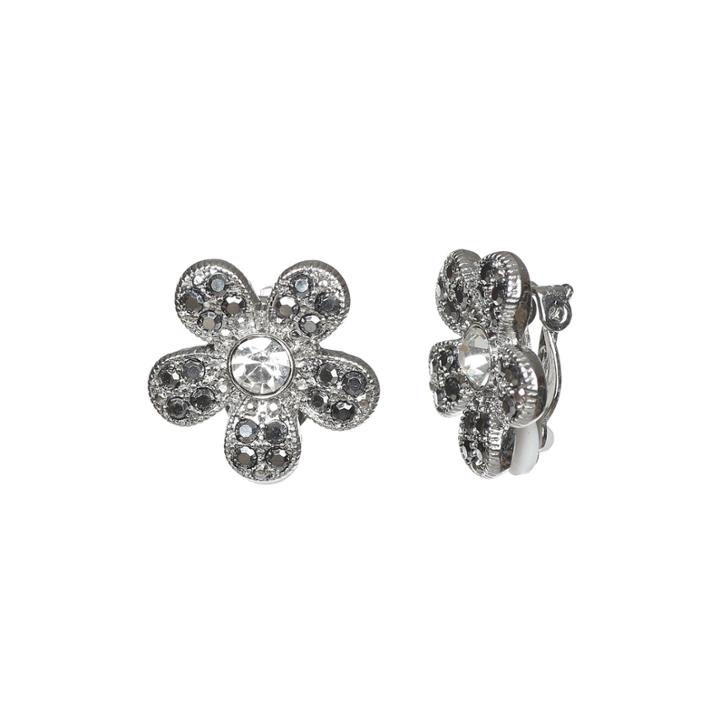 Liz Claiborne Silver-tone Glass Stone Clip-on Earrings