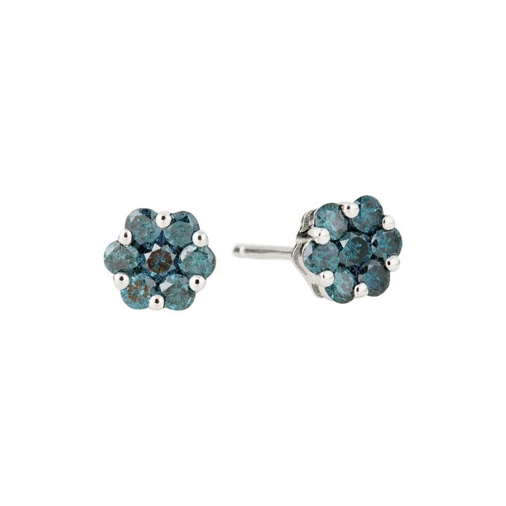 Limited Quantities 3/4 Ct. T.w. Color-enhanced Blue Diamond Flower Stud Earrings