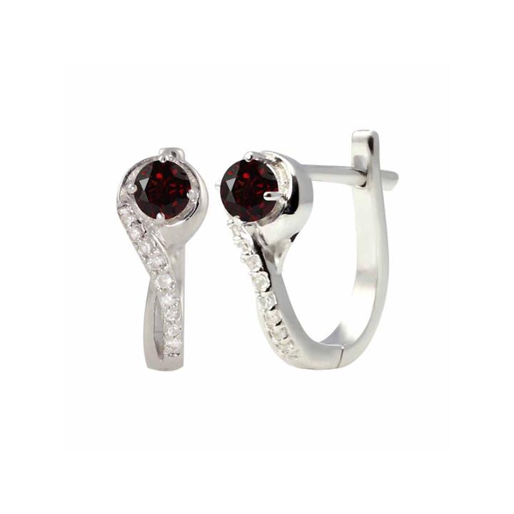 Red Garnet Sterling Silver Hoop Earrings