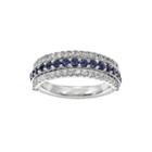 Lab-created Blue Sapphire, Emerald And White Sapphire Sterling Silver Flip Ring