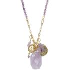 Rox By Alexa Purple Cape May & Glass Charm Necklace