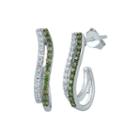 1/2 Ct. T.w. White And Color-enhanced Green Diamond Sterling Silver Earrings
