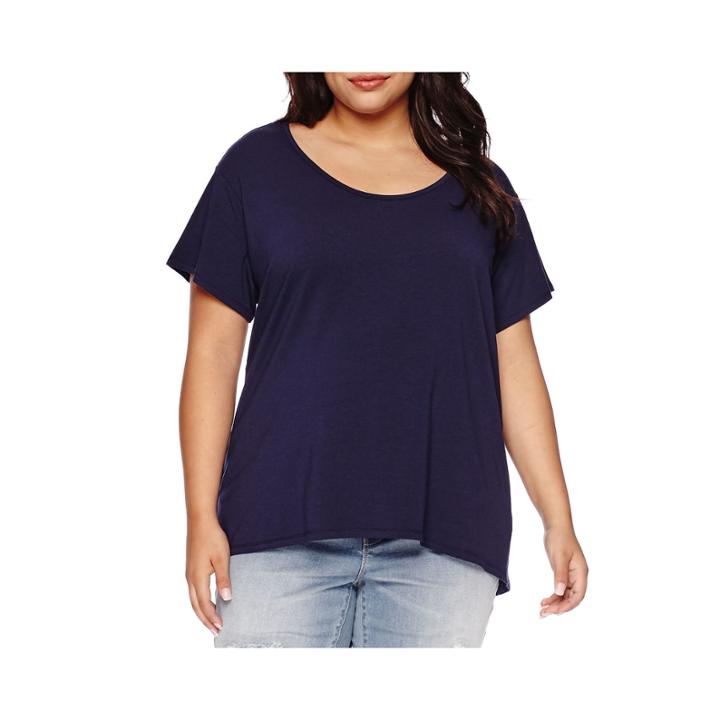 Boutique+ Short-sleeve Lace Panel Tee - Plus