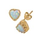 Simulated Opal 14k Gold Over Silver Earrings