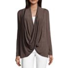 Liz Claiborne Long Sleeve Surplice Knit Top-womens