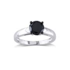 1 Ct. Heat-treated Black Diamond Solitaire Sterling Silver Ring