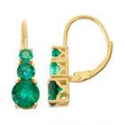 Lab-created Emerald 14k Gold Over Silver Leverback Earrings