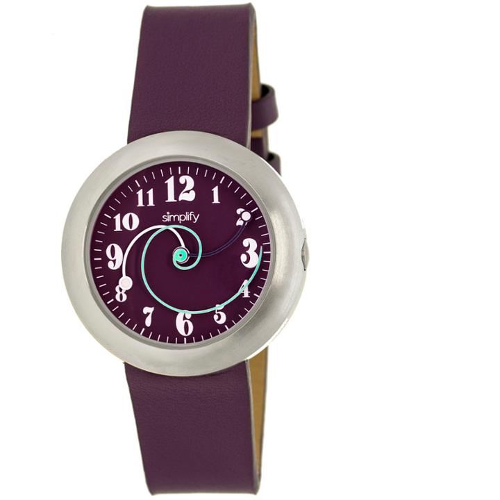 Simplify Unisex The 2700 Plum Leather-band Watch Sim2707