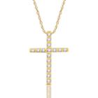 Womens 1/5 Ct. T.w. Genuine White Diamond 10k Gold Cross Pendant Necklace