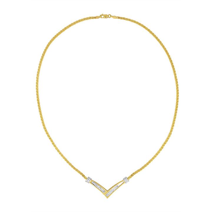 Womens 1/2 Ct. T.w. White Diamond 10k Two Tone Gold Pendant Necklace