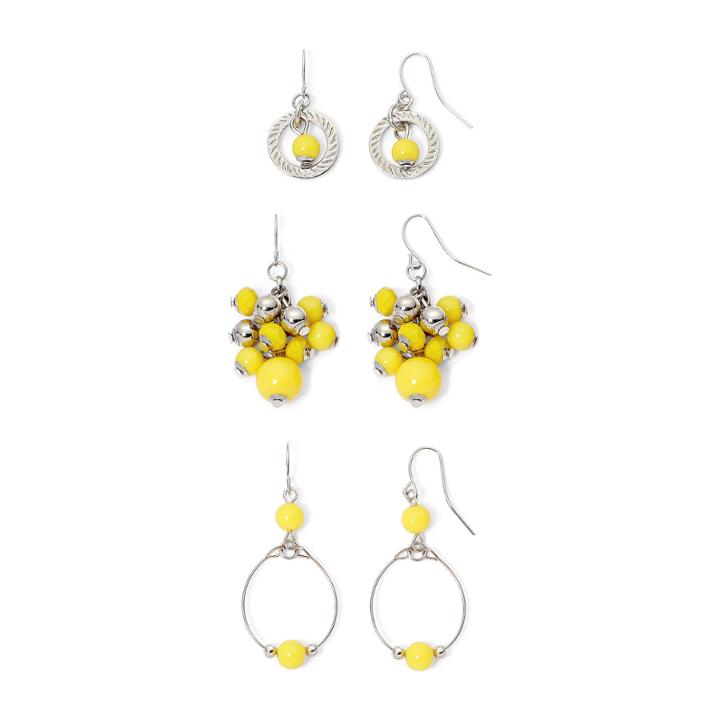 Mixit&trade; Yellow Silver-tone 3-pr. Orbital Drop Earrings Set