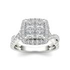 Womens 2 Ct. T.w. Princess White Diamond 10k Gold Engagement Ring