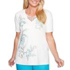 Alfred Dunner Scottsdale Short Sleeve V Neck Floral T-shirt-womens