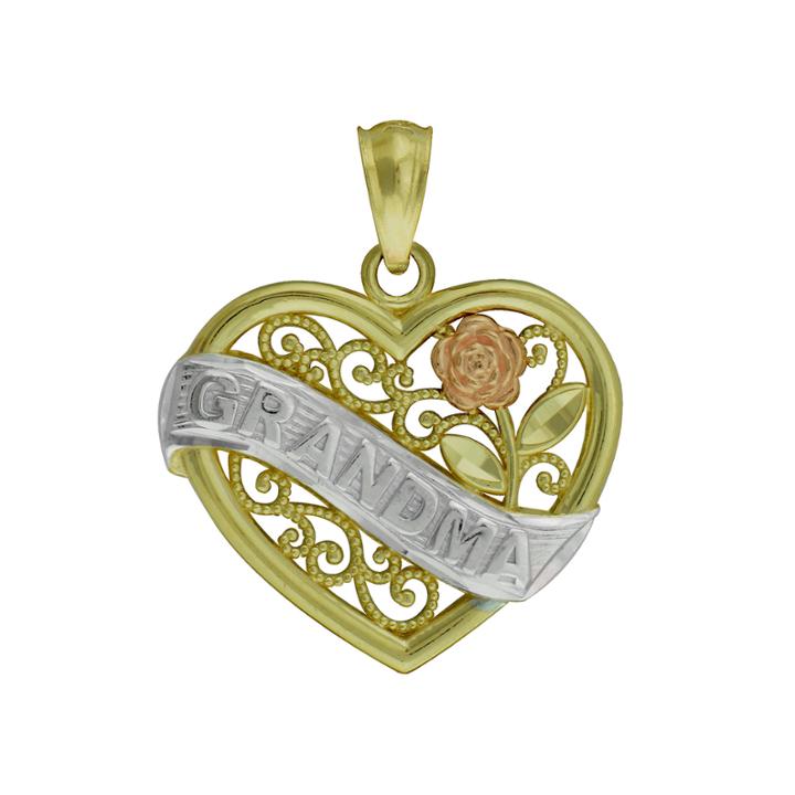 10k Tri-tone Gold Grandma Pendant
