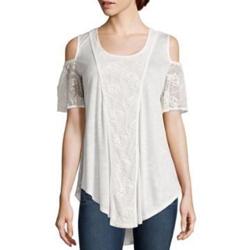 Coffee & Cake Short-sleeve Lace Cold-shoulder Top