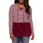 Embossed 3/4 Sleeve Blouse-juniors Plus