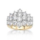 Diamonart Womens Greater Than 6 Ct. T.w. Cubic Zirconia White 14k Gold Over Silver Sterling Silver Cluster Ring