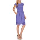 Chelsea Rose Cap-sleeve Lace Trim Fit-and-flare Dress