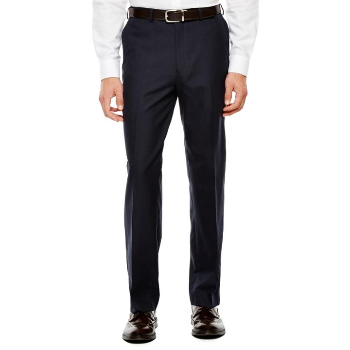 Izod Navy Plaid Suit Pants - Classic Fit