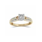 Hallmark Bridal Womens 1/3 Ct. T.w. Princess White Diamond 10k Gold Engagement Ring