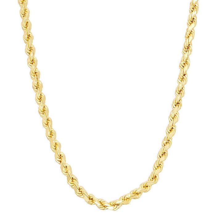 14k Gold Over Silver Solid Rope 16-30 Inch Chain Necklace