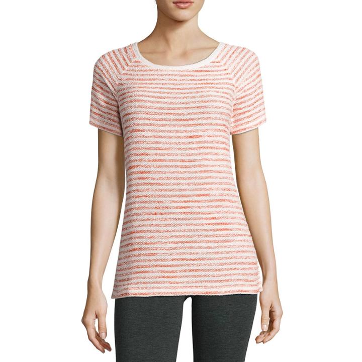 Liz Claiborne Short-sleeve Stripe Boucle Raglan Top